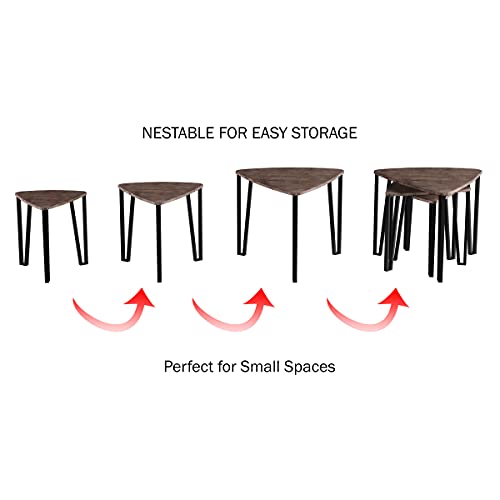LAVISH HOME Nesting Set of 3, Modern Woodgrain Look for Living Room Coffee Tables or Nightstands-Contemporary Accent Decor Furniture