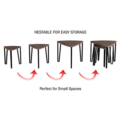 LAVISH HOME Nesting Set of 3, Modern Woodgrain Look for Living Room Coffee Tables or Nightstands-Contemporary Accent Decor Furniture