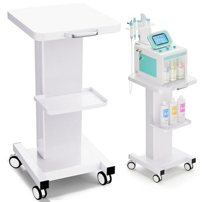 Noverlife Esthetician Trolley Cart, 220lbs Load, Beauty Salon Trolley Stand | All-metal Carbon Steel Body, Silent 360°Casters with Locking Brakes, Esthetician Rolling Cart for Spa Machines - color: Classic - White