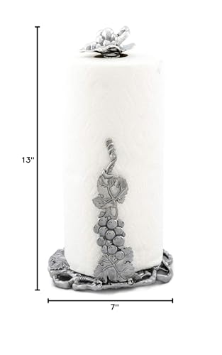 Arthur Court Aluminum Grape Pattern Decorative Countertop Paper Towel Holder Metal 13 inch Standing Tall - size: 13 inches