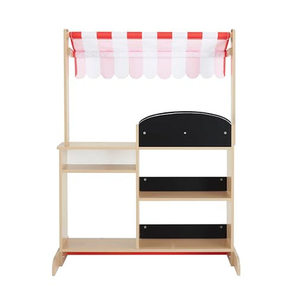 Teamson Kids My Little Helper Market Stand Playset, Multicolor | Multicolor, With Awning, Produce Stand - style: Red Market Stand