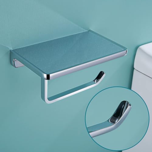 RANDOM Chrome Toilet Paper Holder with Phone Shelf Storage Rack for Bathroom or Kitchen Tissue Roll Paper Holder Dispenser All Solid Metal Wall Mounted RD93008-C. - color: B-polished Chrome