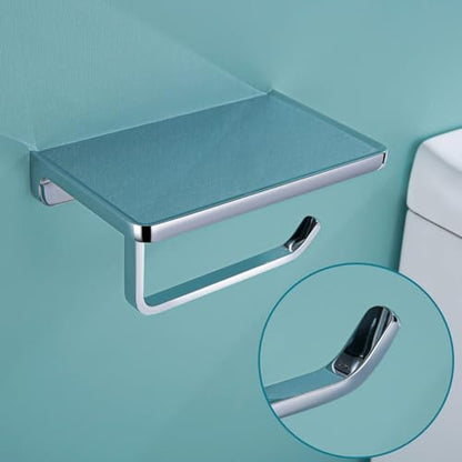 RANDOM Chrome Toilet Paper Holder with Phone Shelf Storage Rack for Bathroom or Kitchen Tissue Roll Paper Holder Dispenser All Solid Metal Wall Mounted RD93008-C. - color: B-polished Chrome