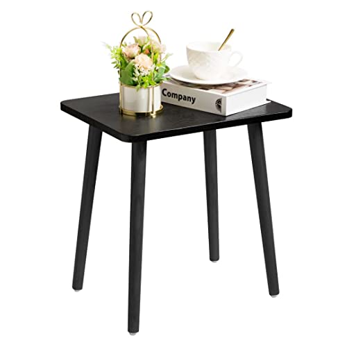 FORAOFUR Side Table, Modern Accent End Table with Wooden Legs, Easy to Assemble Mini Living Room Table for Sofa Bedroom, Minimalist Black Furniture for Small Apartments and Limited Spaces | Minimalist black wood legs, fits sofa/bedroom/living, compact, li