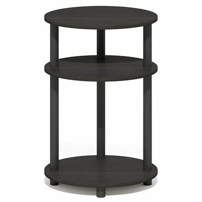 Furinno Turn-N-Tube Side Table, 3-Tier Oval End Table, Night Stand, Bedside Table, for Living Room, Bedroom, Espresso/Black - color: Espresso, size: 1-Pack, Plastic Frame, 3-Tier, 23 Inches Tall