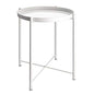 EKNITEY End Table,Folding Metal Side Table Waterproof Small Coffee Table Sofa Side Table with Removable Tray for Living Room Bedroom Balcony and Office - color: White, size: 1 tier