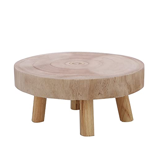 Wood Plant Stands Indoor Outdoor, 9cm/3.5 Tall Plant Holder Wooden Stool Display Stand Flower Pot Stand Small Round Side Plant Table Planter Stands for Indoor Plants (Wood, 14cm)
