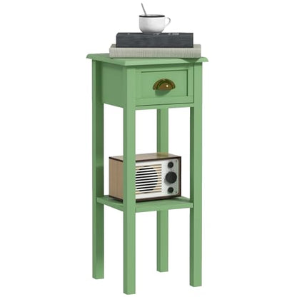 HOMCOM Narrow End Table with Drawer and Bottom Shelf Set of 1 Green | Tall Telephone Table, Skinny Modern Design, for Small Spaces, Living Room - color: Green