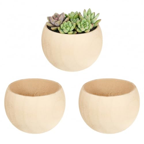 3PCS Wood Air Plant Holder, Rustic Style Airplant Display Stands, Air Plant Pots for Women Gifts Home Office Tabletop Decor