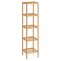 SONGMICS Bamboo Storage Shelf, 5-Tier Shelving Unit, Multifunctional, in the Entryway, Bathroom, Living Room, Balcony, Kitchen, 13 x 13 x 57.5 Inches, Light Bamboo UBCB55Y - color: Light Bamboo, size: 5 Tiers (13"D x 13"W x 57.5"H)