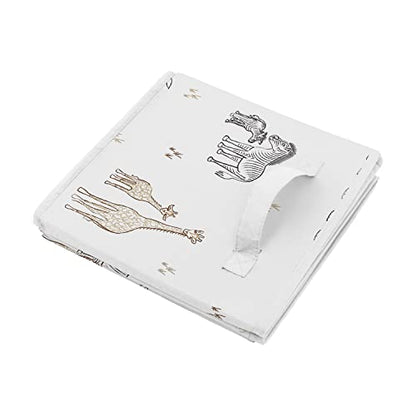 Sweet Jojo Designs Jungle Safari Animals Foldable Fabric Storage Cube Bins Boxes Organizer Toys Baby Taupe Black and White Gender Neutral Elephant Giraffe Wildlife Adventure Zebra Serengeti - Set of 2 - color: Multicolor