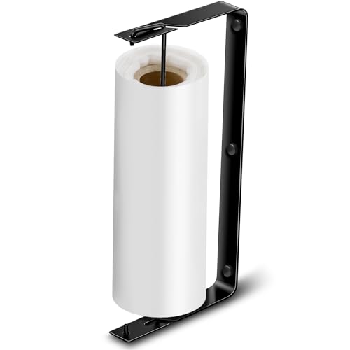 Stainless Steel Produce Bag Roll Holder Wall Mount Plastic Grocery Bag Holder for Supermarket Grocery Kitchen, 13.4 x 6.4 x 1.3 Inch(Black) - color: Black