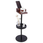UNICRAFTALE Slim Side Table with Brown Round Top Black Multi Tier Drink Table for Small Spaces Accent Tables for Living Room Sofa Bedside 8.58x5.04x21.97 Inch