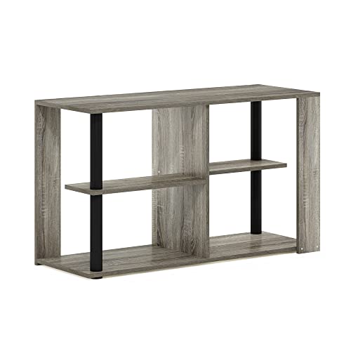 Furinno Romain Narrow End Table with Shelves, French Oak/Black - color: French Oak/Black, size: Narrow End Table