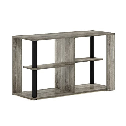Furinno Romain Narrow End Table with Shelves, French Oak/Black - color: French Oak/Black, size: Narrow End Table