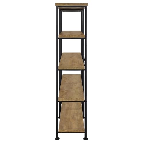 Coaster Home Furnishings - Analiese - Wood and Metal - 4-Tier Double Bookshelf with Open Shelves, X-Back Bracing, and Rectangular Frame - Home Office - 63-Inch - Mango - 801853 - color: Mango