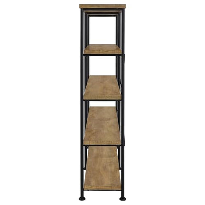 Coaster Home Furnishings - Analiese - Wood and Metal - 4-Tier Double Bookshelf with Open Shelves, X-Back Bracing, and Rectangular Frame - Home Office - 63-Inch - Mango - 801853 - color: Mango