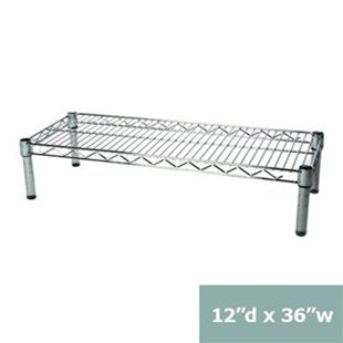 Shelving Inc. 12" d x 36" w Chrome Wire Shelving with 1 Tier Shelf, Weight Capacity 800lbs Per Shelf - size: 12"d x 36"w x 6"h