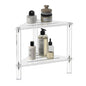 Acrylic Corner Shelf, 2 Tier Floor Shower Caddy & Anti Slip Shower Stool Clear Corner Shower Organizer for Bathroom Plant Stand for Bedroom Kitchen 13.39 x 12.20 x 11.81 Inch