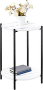 Faux Marble End Table White Black Side Table Marble Nightstand for Living Room or Bedroom Modern Accent Table with Black Metal Frame (1 pcs Black, Round) - color: 1 Pcs Black