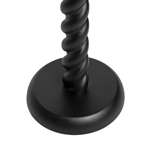 Kate and Laurel Willoughby Modern Wooden Spiraled Round Side Table, 15 x 15 x 24, Black, Accent Pedestal End Table with Turned Base for Use as Indoor Plant Stand or Bedroom Nightstand Option - color: Black