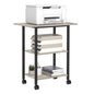 Lerliuo 3-Tier Printer Stand, Industrial Mobile Printer Table with Storage Shelf and Steel Frame, Rolling Printer Cart Holder with Lockable Wheels for Home, Office (Oak) | Oak Mobile Printer Cart Holder for Home Office, Lockable Wheels, Open Storage Shelf