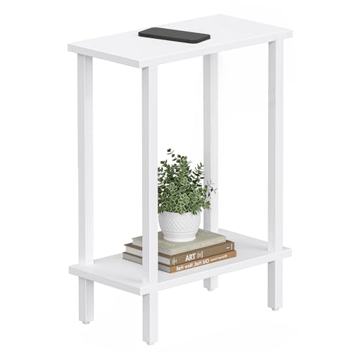 TUTOTAK Small Side Table, Narrow End Table, Skinny Sofa Table, Slim Nightstand, Couch Table, Living Room, Bed Room, White TB01BW062 - color: White, size: 2-Tier（7.9"D x 15.8"W x 22.5"H）