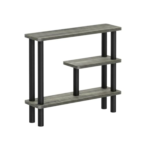 Furnifact Gray Slim Space Saving Entryway Storage Rack, Composite Wood, 4 Shelves, Compact Wall-Side Organizer for Hallway and Closet