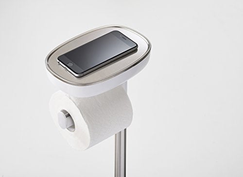Joseph Joseph EasyStore Butler Toilet Paper Holder Stand and Flex Toilet Brush with Shelf and Drawer, Stainless Steel - style: Stand with Toilet Brush