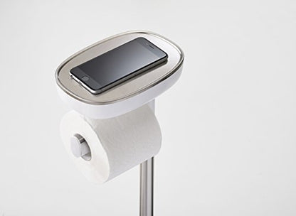 Joseph Joseph EasyStore Butler Toilet Paper Holder Stand and Flex Toilet Brush with Shelf and Drawer, Stainless Steel - style: Stand with Toilet Brush