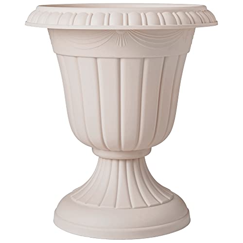 Arcadia Garden Products PL10TP Classic Traditional Plastic Urn Planter Indoor/Outdoor, 15" x 13", Taupe - color: Taupe, size: 15" x 13"