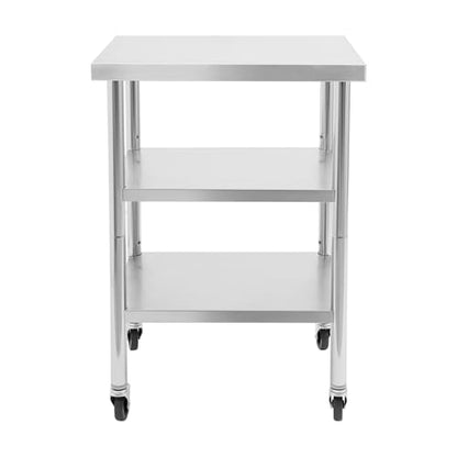 24"x18"x35" 3-Tier Industrial Workstation, Heavy Duty Stainless Steel Table with Adjustable Shelves, 425 lbs Top Load, 4 Swivel Casters and Leveling Feet for Home or Commercial Use - size: 24 X 18 X 35 Inches