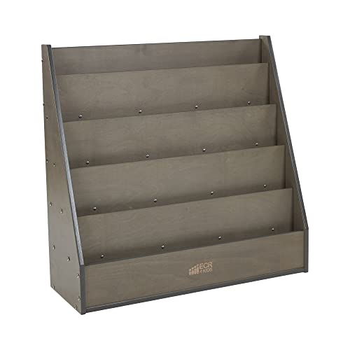 ECR4Kids Streamline Double-Sided Book Display, Classroom Bookshelf, Grey Wash | Independent book browsing, 5 deep shelves, 4 rear shelves for extra storage, durable birch, GREENGUARD Gold Certified - color: Grey Wash