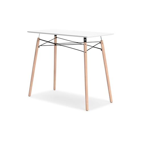 Signature Design by Ashley Jaspeni Industrial Home Office Desk, Painted White Top, Black Metal Framework, Wood, 36" W x 18" D x 29.75" H, White & Light Brown - color: White/Natural