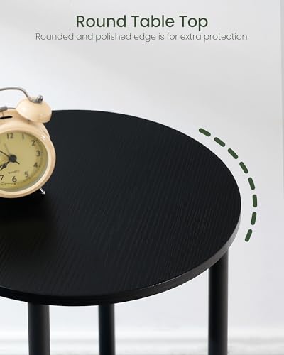 CHOEZON Side Table Set of 2, 2-Tier Round End Table, Small Nightstand with Sturdy Metal Tube, Industrial Coffee Table, for Living Room, Bedroom, Black TBZ01P2BB - color: Black