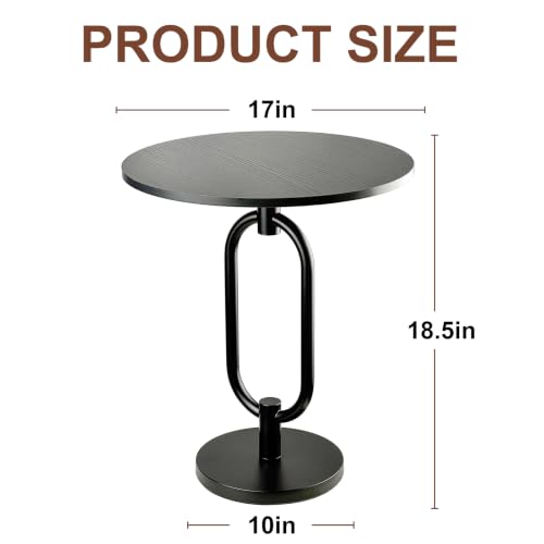17In(W) x19In(H) Black Round Side Table Heavy Duty Modern End Table Stable Sofa Side Table Sturdy Marble Base Integrated Small Accent Table Nightstand for Living Room Bedroom - color: Black-mable Base