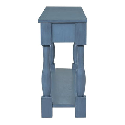 Merax Console Table with 3 Storage Drawers and Bottom Shelf, Entryway Table for Living Room, Easy Assembly, Navy