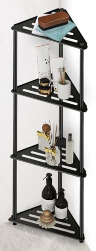 Standing Corner Shower Caddy, 4 Tier Stainless Steel Organizer Stand, Rustproof Shelves for Inside Shower, Black - size: 4 Tier