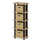 FURINNO LAci 4-Bins System Rack, Oak/Black/Light Brown - color: Oak/Black/Light Brown, size: 4-Bins