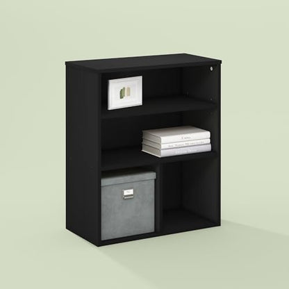 Frei Bookcases, Bookshelf, 4 Cube Display Bookcase, with Adjustable Shelves, for Home Office, Living Room, Black Oak - color: Black Oak, size: 23.6(W)x28.1(H)x11.8(D) Inches.