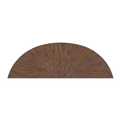 Martin Svensson Home LAX Mid Century Wood Sofa Console Table, Walnut Brown | Retro Modern, Half-Moon Table with Lower Shelf, for Living Room or Entryway - color: Walnut Brown
