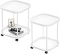 Side Table with Wheels, End Table Living Room Plastic Mobile Sofa Side Table Small Night Stand Bedroom White (2 Pack) - color: White, size: 2 Pack