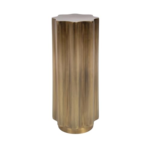 Kate and Laurel Pandey Modern Metal Wavy Drink Table, 9 x 9 x 22, Antique Brass, Curvy Mini Table for Use as a Pedestal Plant Stand Indoors or as a Small Nightstand Option