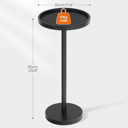 HOOBRO Small Round Side Table, Bamboo Drink Table, Coffee Martini Table with Pedestal Accent for Small Spaces in Living Room, Bedroom, Sofa Couch, Black BK235BZ01 - color: Black