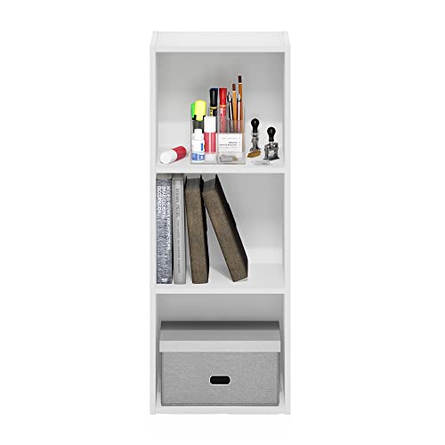 Furinno PASIR Book Shelf, 3-Tier Bookshelf, Easy Assembly Bookcase with Open Shelves, 9 x 12 x 32, for Living Room, Bedroom, Home Office, Plain White - color: Plain White, size: 3-Tier Cube Min-Tool