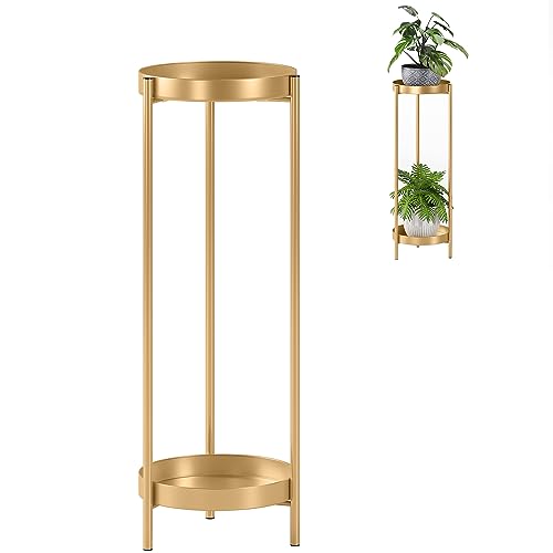 Plant Stand Plant pots Indoor Stands – Metal Flower Pots Stand Plant Shelf for Multiple Plants,2 Tier Removable Display Plant Table Gardeing Gifts for Living Room Outdoor Garden Balcony Décor Gold | Plant Shelf for Multiple Plants,2 Tier Removable Display