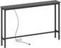 SUPERJARE 5.7 Inch Console Table with Outlet, Sofa Table, Behind Couch Table, 5.7 x 39.4 x 29.7 Inches, Metal Frame, Charging Station, for Living Room, Black - color: Black, size: 5.7''D x 39.4''W x 29.7''H