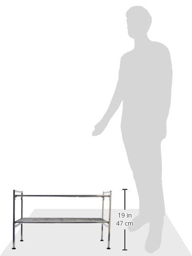 Seville Classics 2-Tier Iron Mesh Utility Shoe Rack, Chrome - color: Silver Mesh, size: 2-Tier