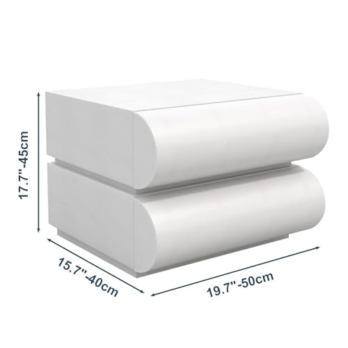 IKuinen Nightstand, Minimalist Bedside Table with 2 Solid Wood Drawer, Night Stands with Microfiber Leather, End Table for Bedroom-White - size: 2 Drawers