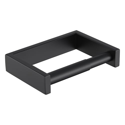 KOKOSIRI Toilet Paper Holder Spring Loaded Bathroom Toilet Roll Holder Wall Mount Stainless Steel Matte Black B2011BK - color: Matte Black, size: Without Shelf